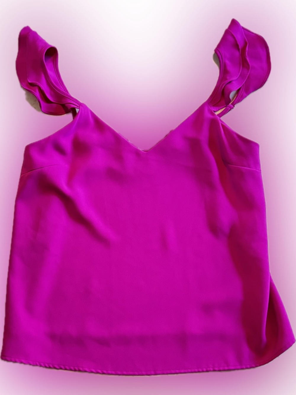 TCEC Ruffled Strap V-Neck Camisole in Fuchsia